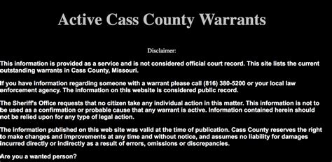 The list is designed to increase readers knowledge of an important public safety issue and to allow the. . Cass county warrant list